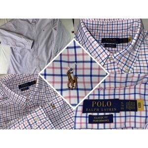 Polo Ralph Lauren Shirt Mens XL Nylon Pink Blue Flesh Pony Classic Performance